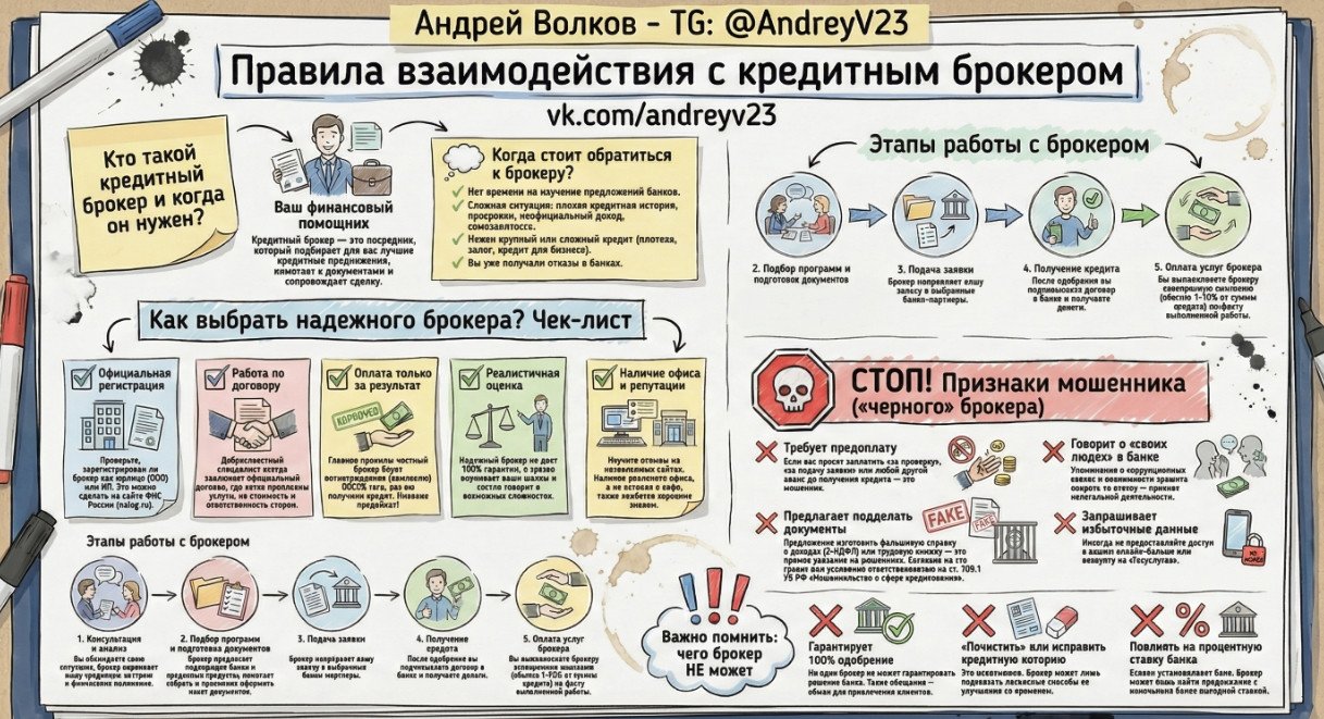 Инфографика: правила взаимодействия с кредитным брокером